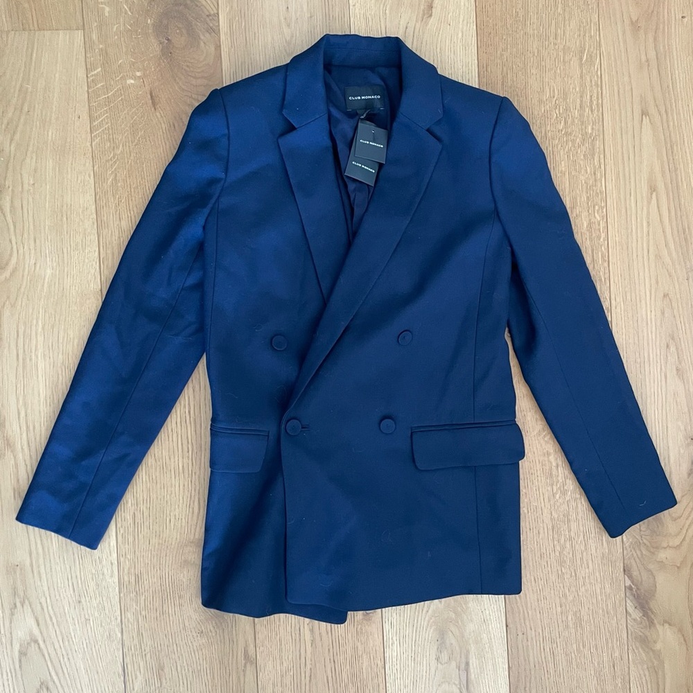 Club Monaco Double Breasted Navy Blazer